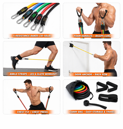 11 Piece Gym Power Resistance Band (PB-101)